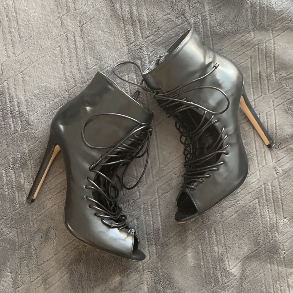 Aldo Lace Up Peep Toe Booties